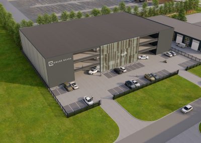 Artist impression gebouw opbergboxen units