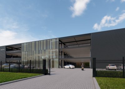 Artist impression gebouw opbergboxen units